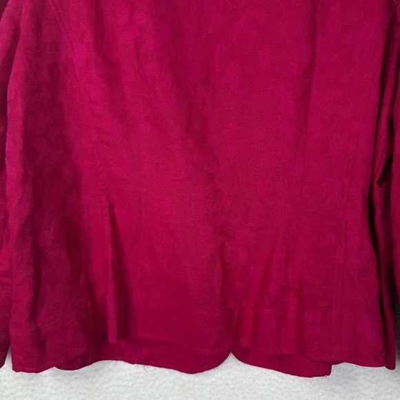 Jones Wear Jacket Womens 16 Pink Linen Cotton Floral Jacquard Blazer‎ Career - Picture 12 of 16